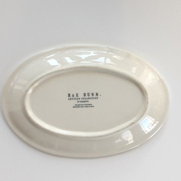 Rae Dunn Magenta EAT Fork Spoon Knife Minimalist Art Dish Decorative Oval Plate - Picture 2 of 8